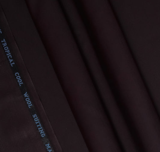 Plain Burgundy Maroon, Wool Blend, Tropical Exclusive Suiting Fabric